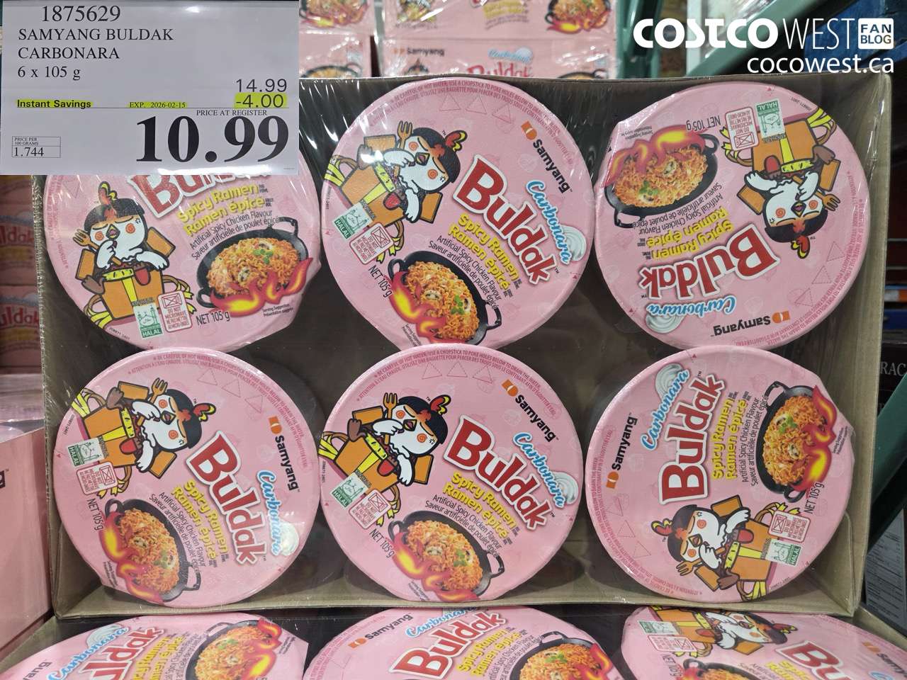 1875629 SAMYANG BULDAK CARBONARA 6 x 105 g ($4.00 INSTANT SAVINGS EXPIRES ON 2026-02-15) $10.99