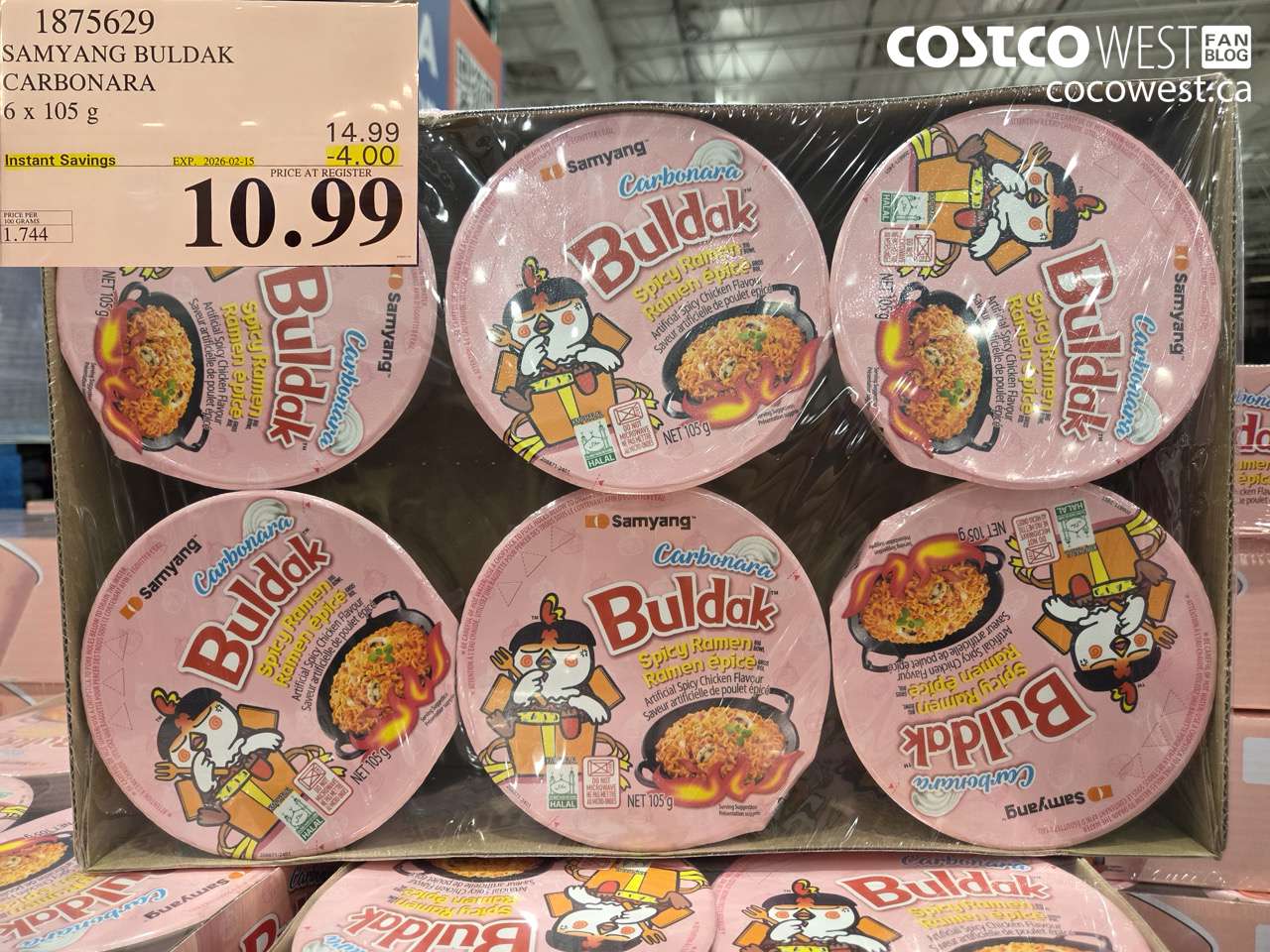 1875629 SAMYANG BULDAK CARBONARA 6 x 105 g ($4.00 INSTANT SAVINGS EXPIRES ON 2026-02-15) $10.99