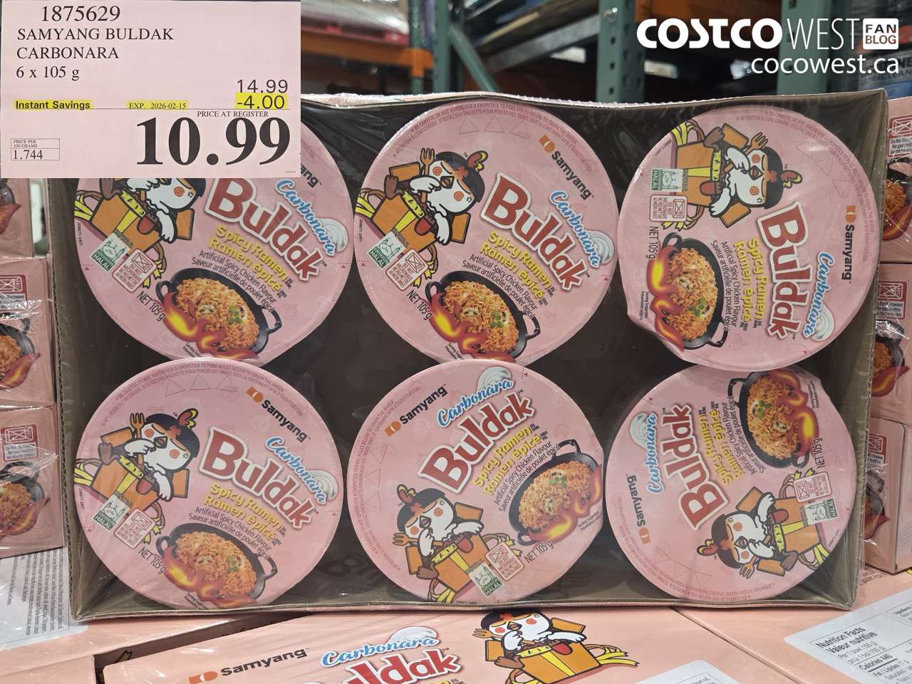 1875629 SAMYANG BULDAK CARBONARA 6 x 105 g ($4.00 INSTANT SAVINGS EXPIRES ON 2026-02-15) $10.99