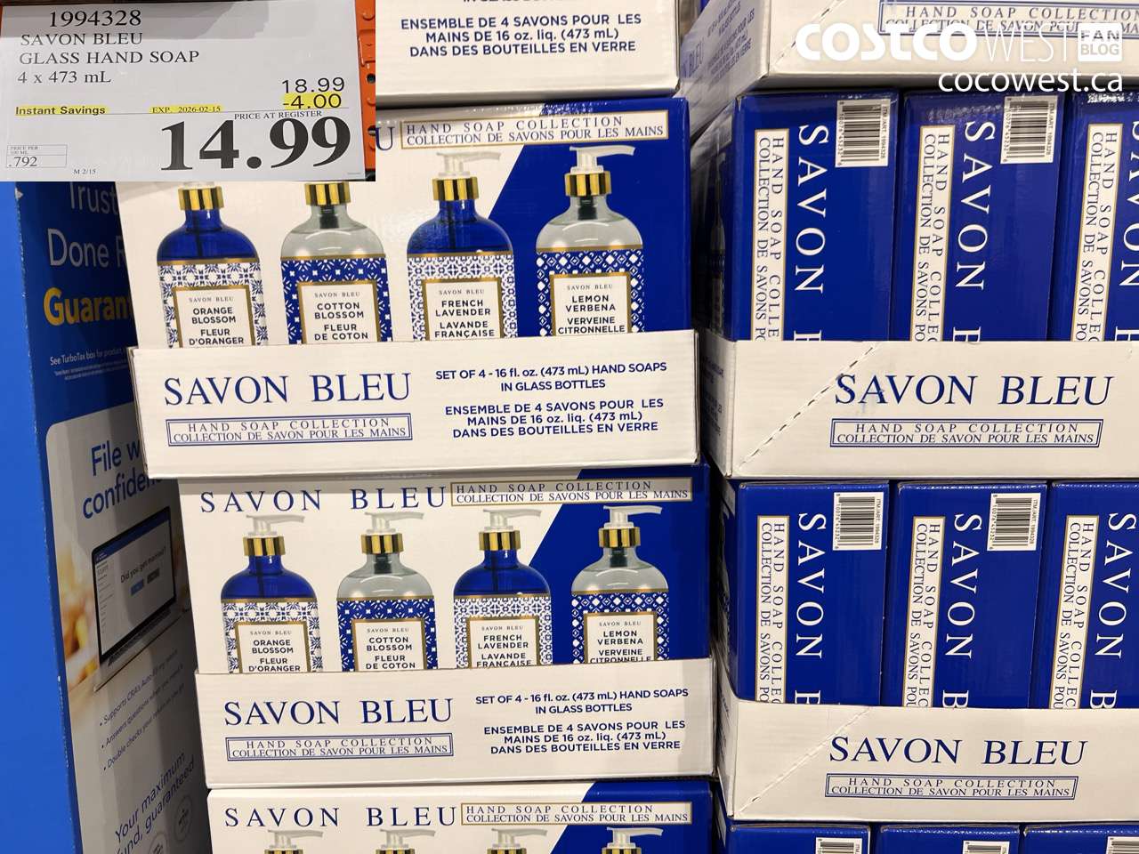 1994328 SAVON BLEU GLASS HAND SOAP 4 x 473 mL ($4.00 INSTANT SAVINGS EXPIRES ON 2026-02-15) $14.99