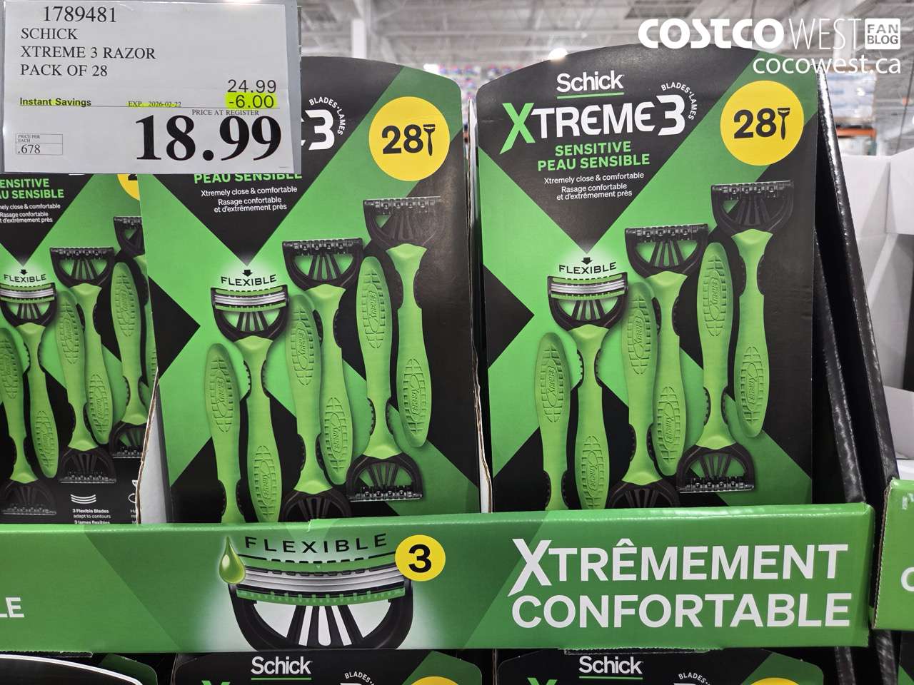 1789481 SCHICK XTREME 3 RAZOR PACK OF 28 ($6.00 INSTANT SAVINGS EXPIRES ON 2026-02-22) $18.99