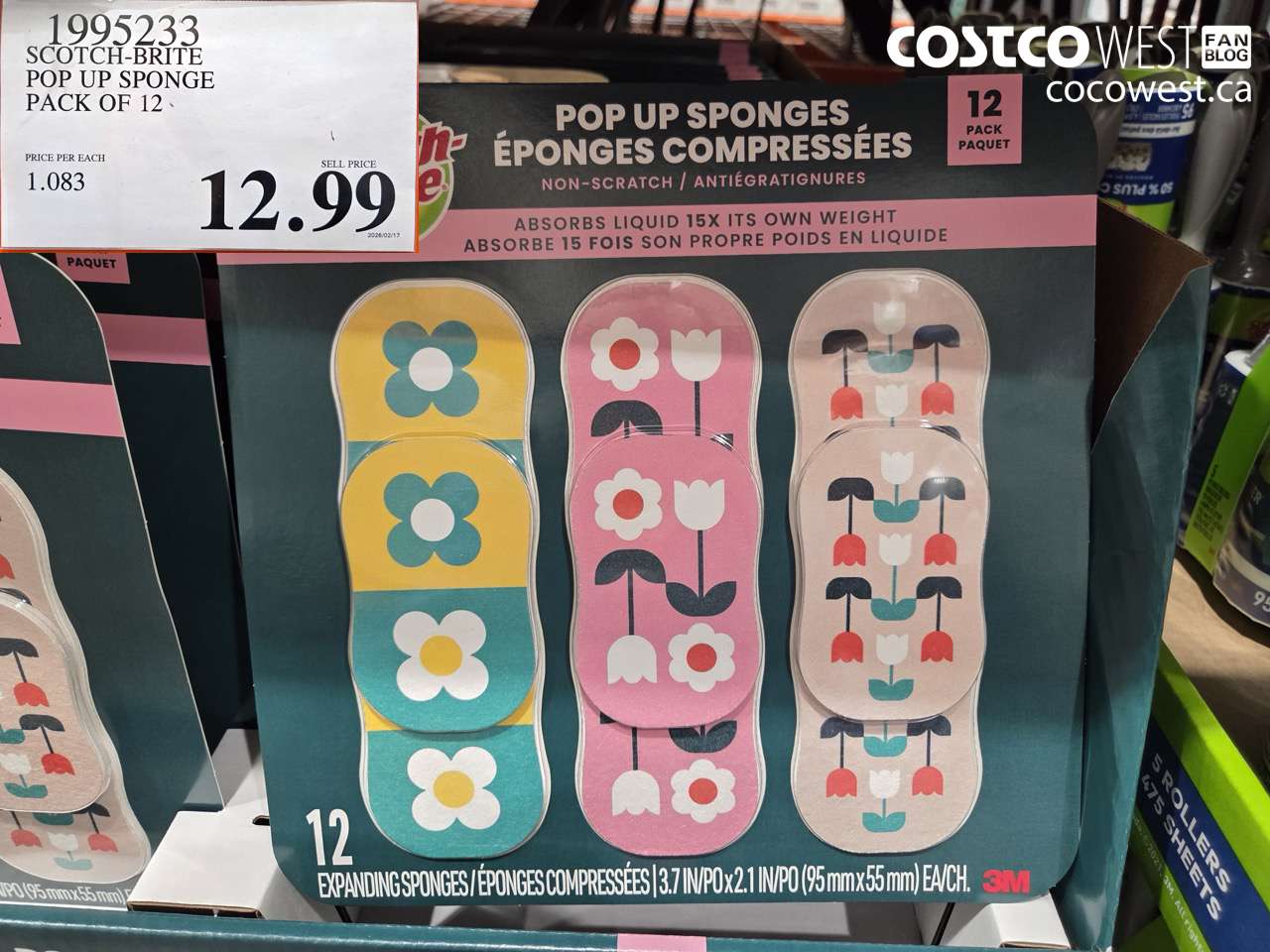 1995233 SCOTCH-BRITE POP UP SPONGE PACK OF 12 $12.99