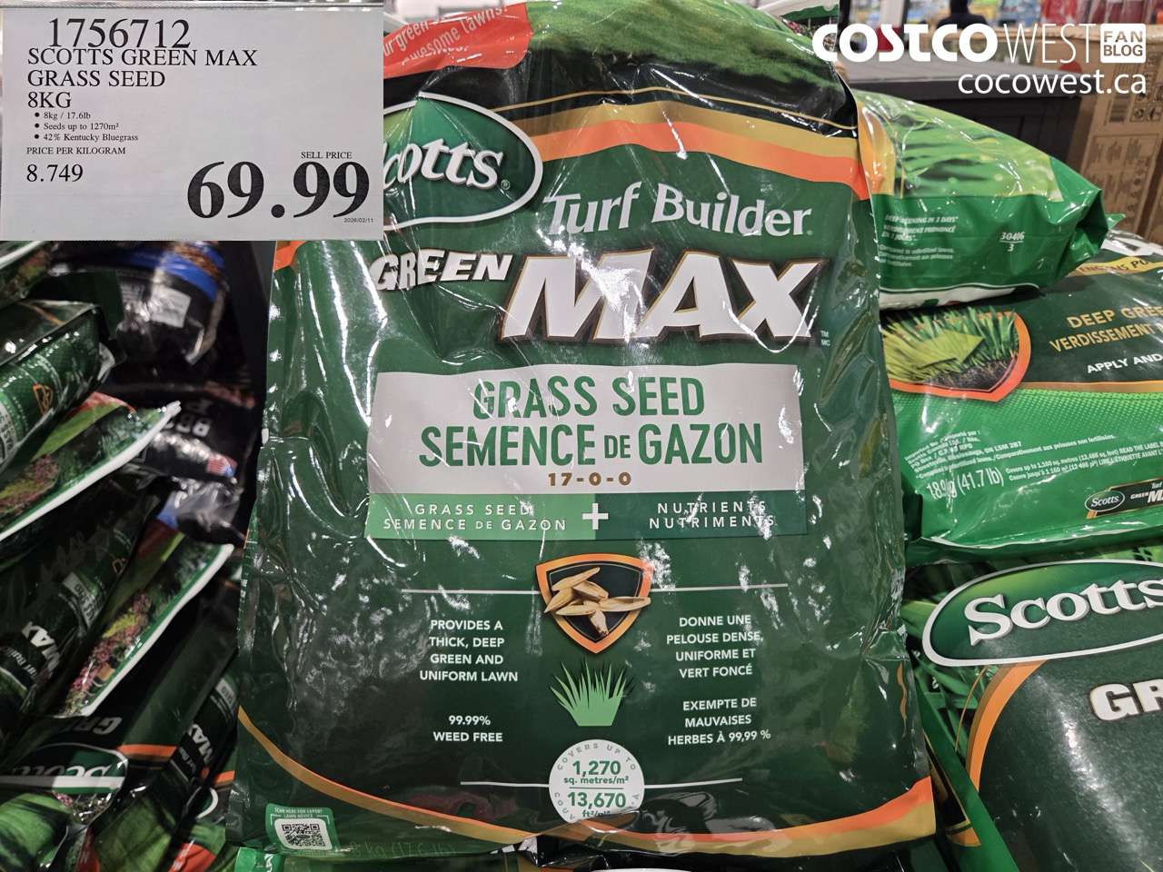 1756712 SCOTTS GREEN MAX GRASS SEED 8KG $69.99
