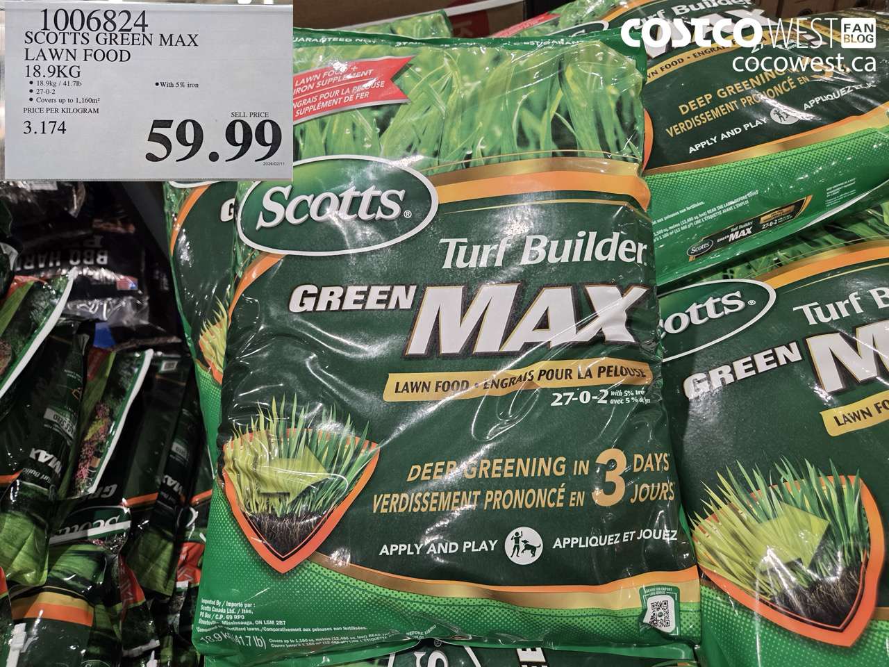 1006824 SCOTTS GREEN MAX LAWN FOOD 18.9KG $59.99