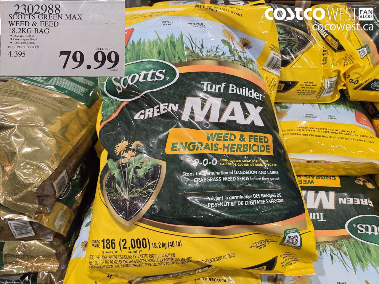 2302988 SCOTTS GREEN MAX WEED & FEED 18.2KG BAG $79.99