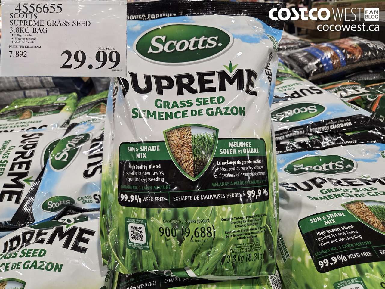 4556655 SCOTTS SUPREME GRASS SEED 3.8KG BAG $29.99
