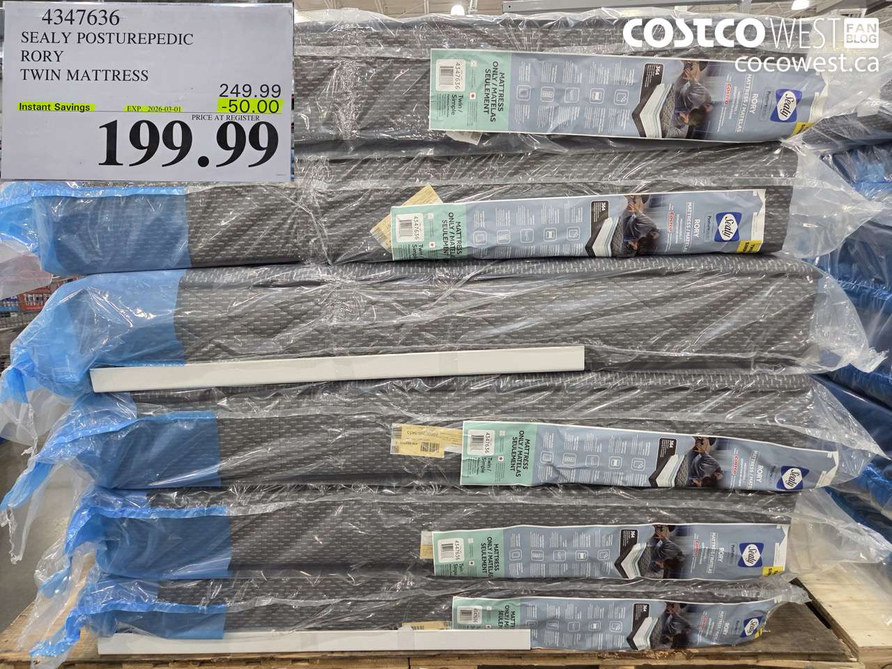 4347636 SEALY POSTUREPEDIC RORY TWIN MATTRESS ($50.00 INSTANT SAVINGS EXPIRES ON 2026-03-01) $199.99