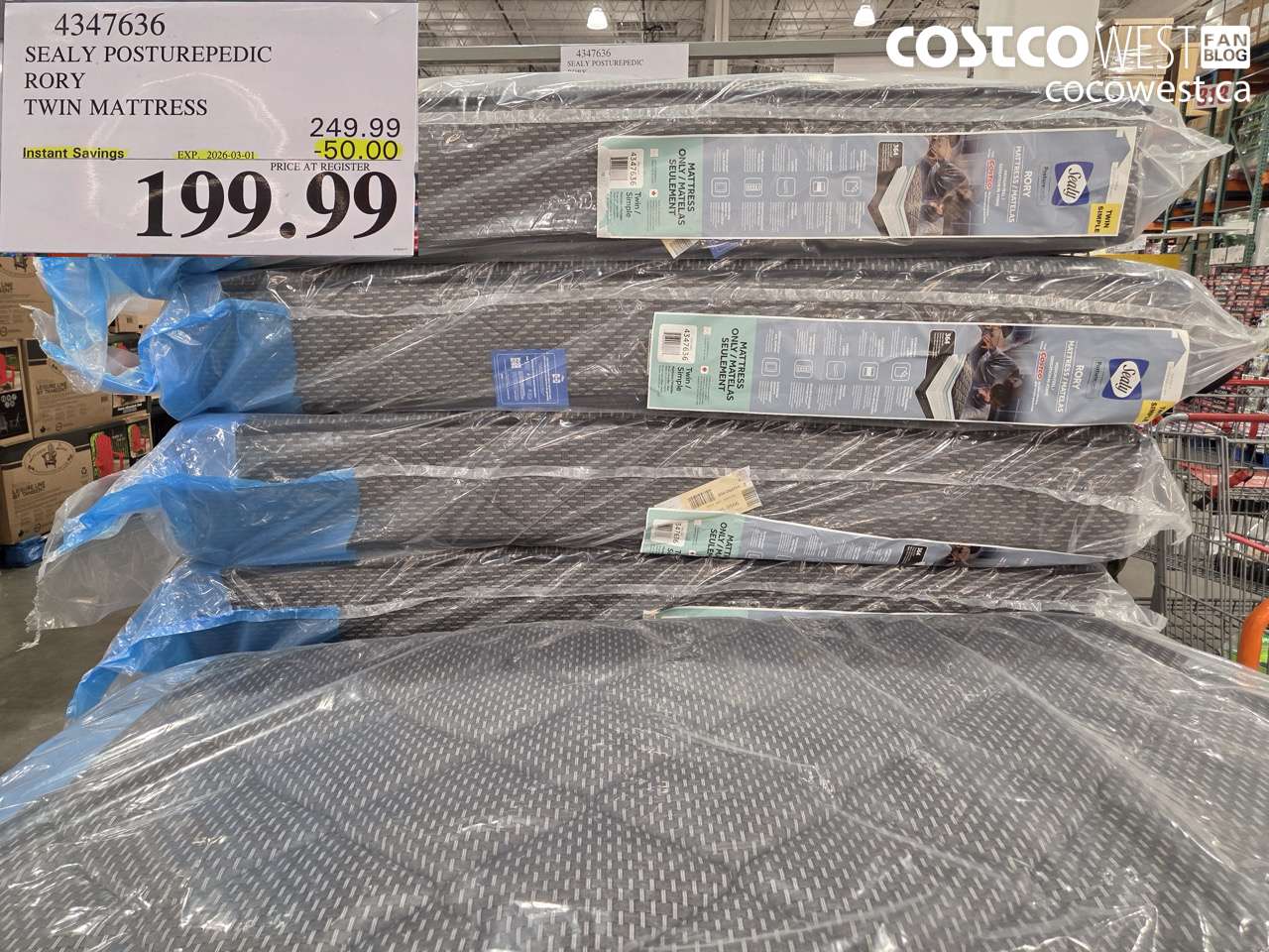 4347636 SEALY POSTUREPEDIC RORY TWIN MATTRESS ($50.00 INSTANT SAVINGS EXPIRES ON 2026-03-01) $199.99