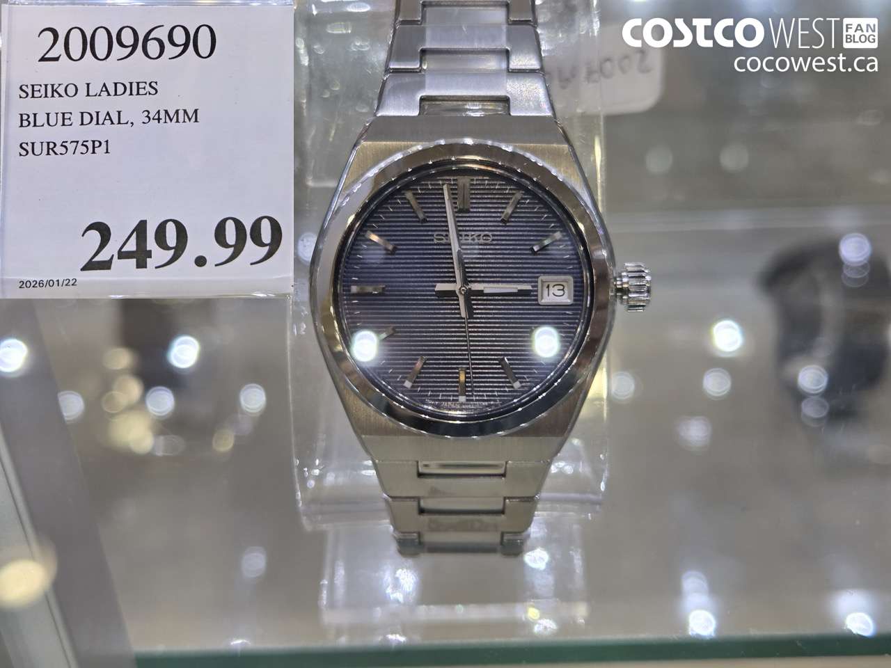 2009690 SEIKO LADIES BLUE DIAL, 34MM SUR575P1 $249.99