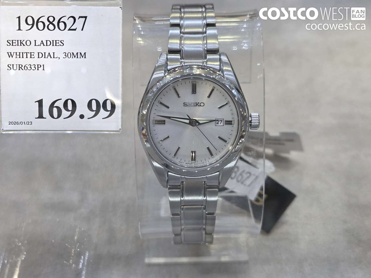1968627 SEIKO LADIES WHITE DIAL, 30MM SUR633P1 $169.99