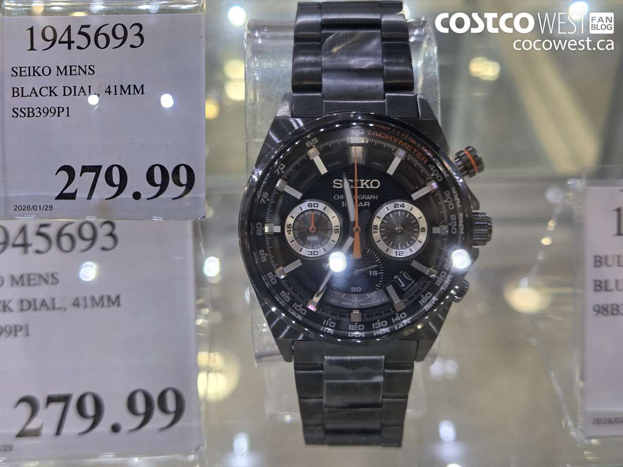 1945693 SEIKO MENS BLACK DIAL, 41MM SSB399P1 $279.99