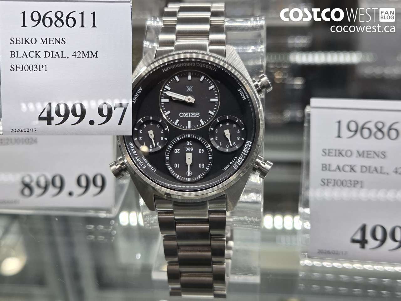 1968611 SEIKO MENS BLACK DIAL, 42MM SFJ003P1 $499.97