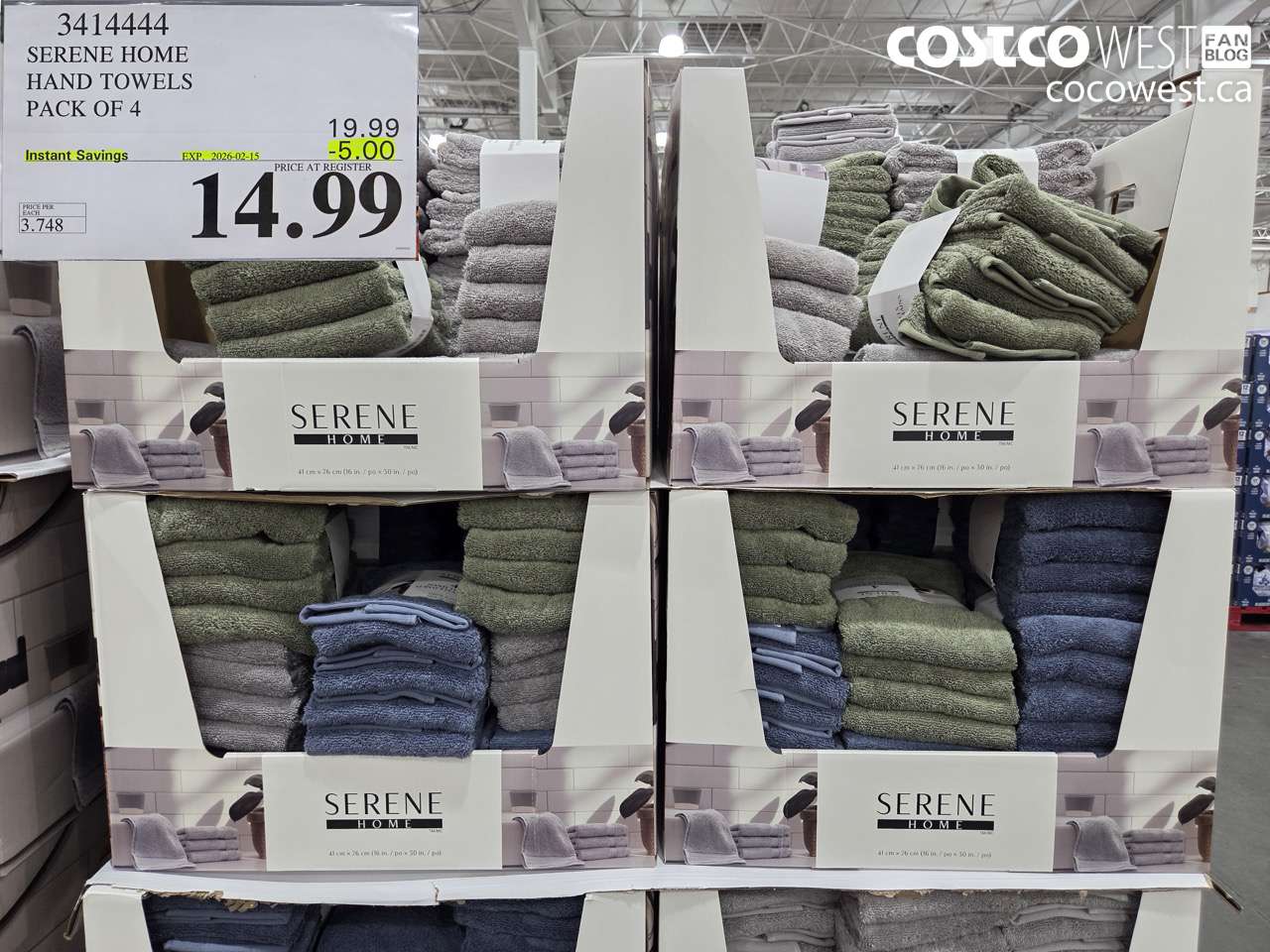 3414444 SERENE HOME COTTON HAND TOWELS 16