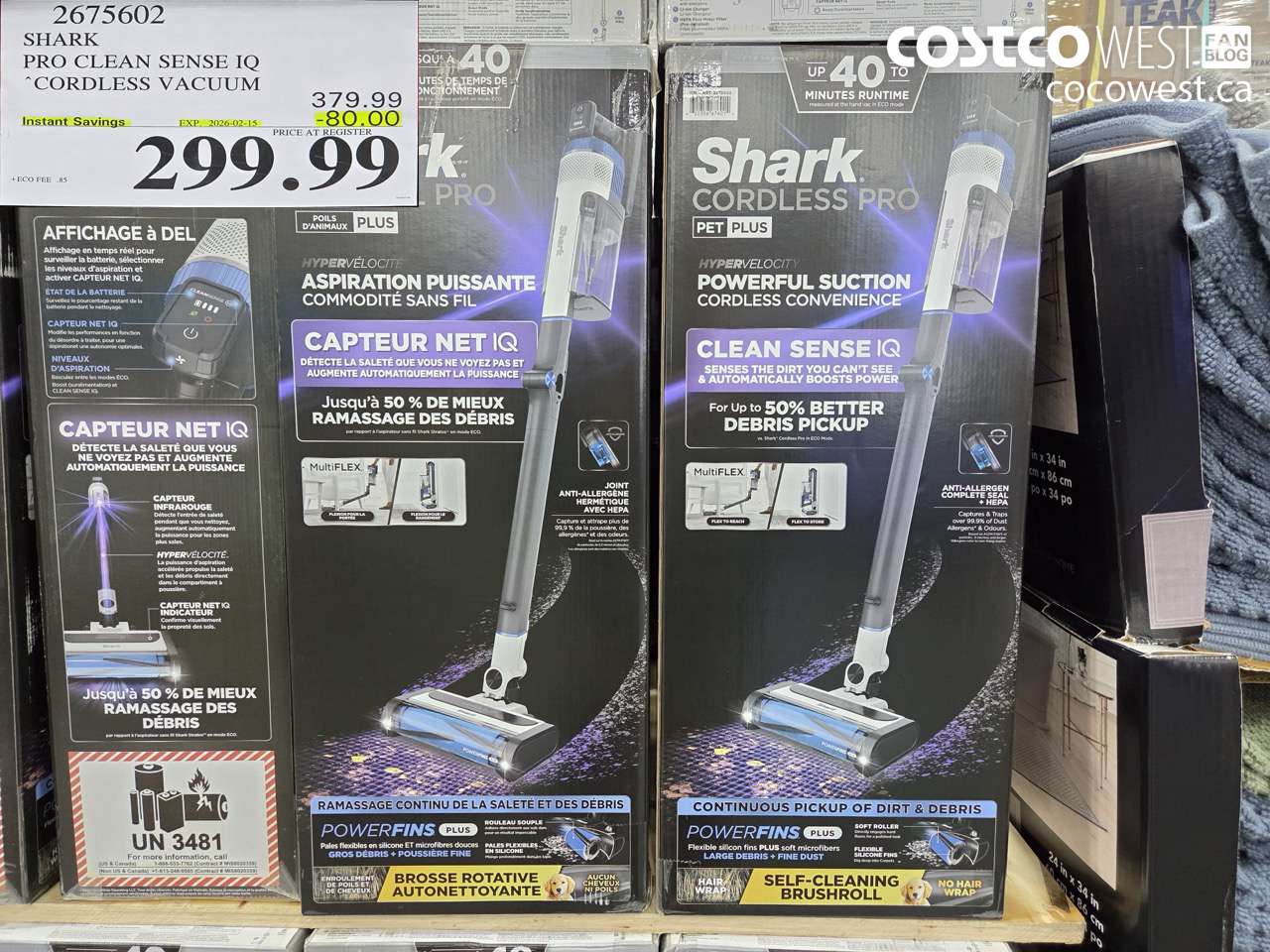 2675602 SHARK PRO CLEAN SENSE IQ CORDLESS VACUUM ($80.00 INSTANT SAVINGS EXPIRES ON 2026-02-15) $299.99