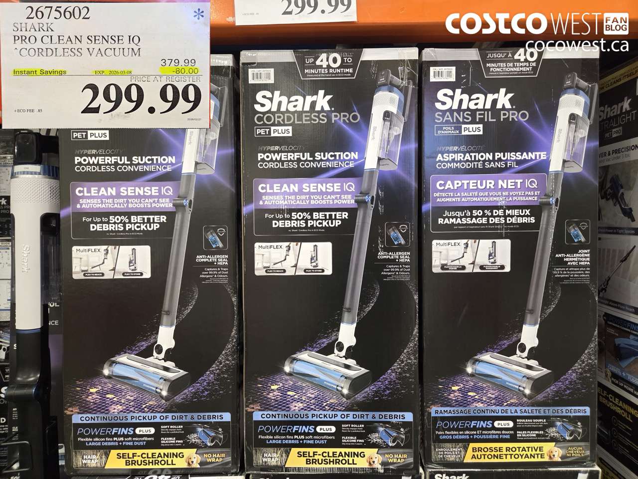 2675602 SHARK PRO CLEAN SENSE IQ CORDLESS VACUUM ($80.00 INSTANT SAVINGS EXPIRES ON 2026-03-08) $299.99