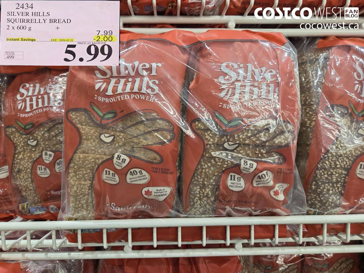 2434 SILVER HILLS SQUIRRELLY BREAD 2 X 600G ($2.00 INSTANT SAVINGS EXPIRES ON 2026-02-22) $5.99