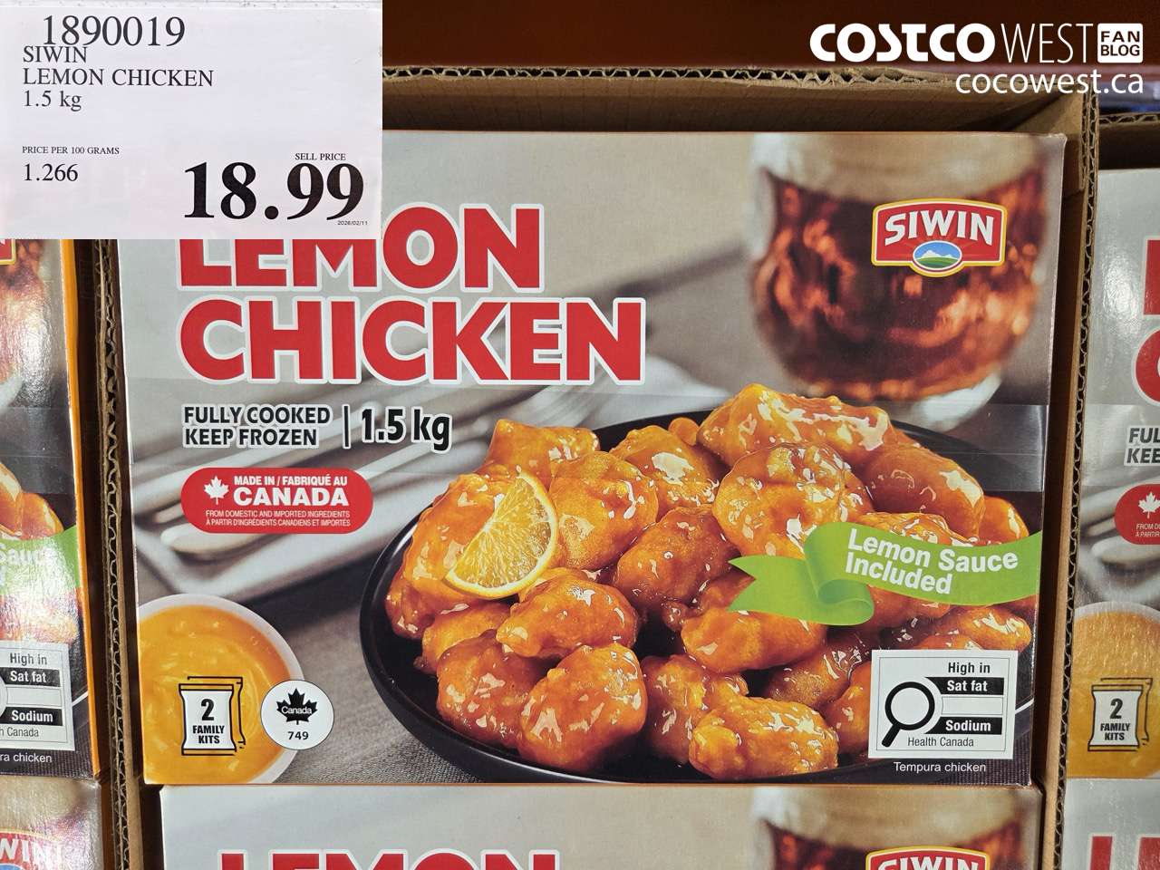 1890019 SIWIN LEMON CHICKEN 1.5KG $18.99