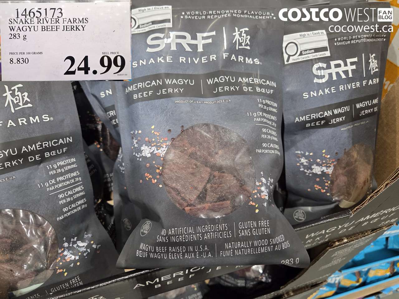 1465173 SNAKE RIVER FARMS WAGYU BEEF JERKY 283 g $24.99