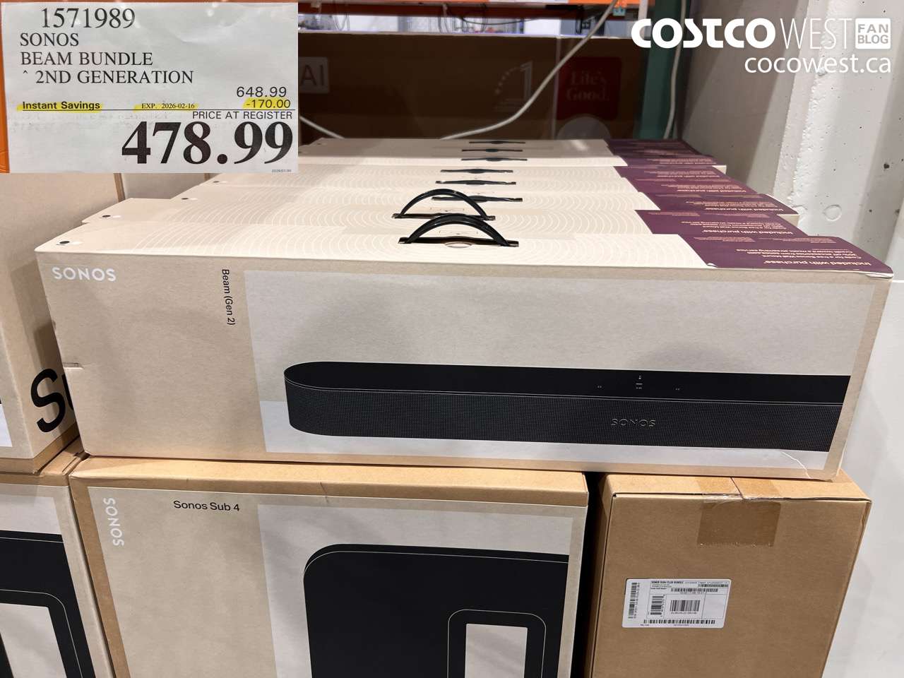 1571989 SONOS BEAM BUNDLE 2ND GENERATION ($170.00 INSTANT SAVINGS EXPIRES ON 2026-02-16) $478.99