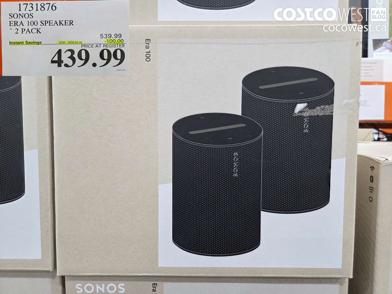 1731876 SONOS ERA 100 SPEAKER 2 PACK ($100.00 INSTANT SAVINGS EXPIRES ON 2026-02-16) $439.99