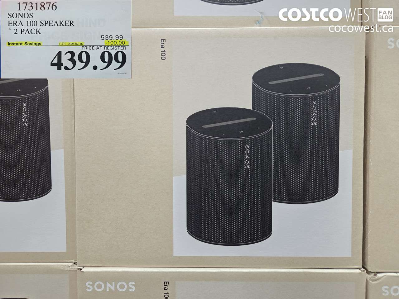 1731876 SONOS ERA 100 SPEAKER 2 PACK ($100.00 INSTANT SAVINGS EXPIRES ON 2026-02-16) $439.99