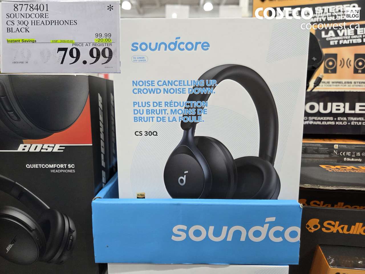 8778401 SOUNDCORE CS 3Q HEADPHONES BLACK ($20.00 INSTANT SAVINGS EXPIRES ON 2026-03-01) $79.99