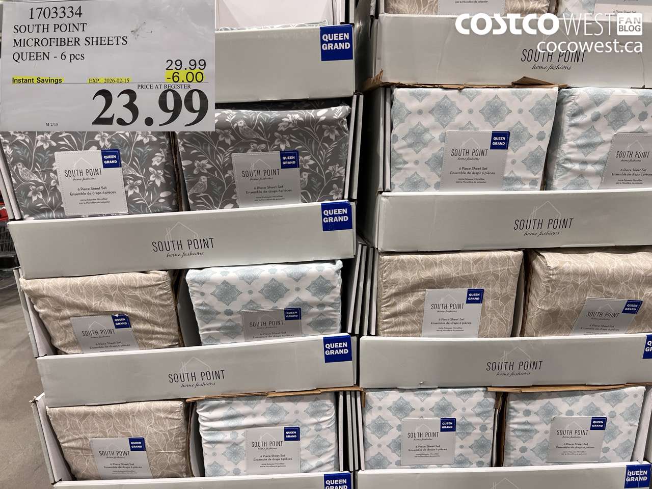 1703334 SOUTH POINT MICROFIBER SHEETS QUEEN - 6 pcs ($6.00 INSTANT SAVINGS EXPIRES ON 2026-02-15) $23.99