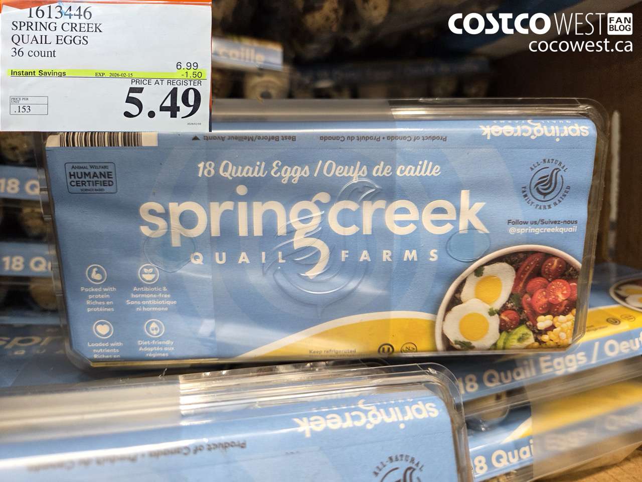 16134446 SPRING CREEK QUAIL EGGS 36 count ($1.50 INSTANT SAVINGS EXPIRES ON 2026-02-15) $5.49