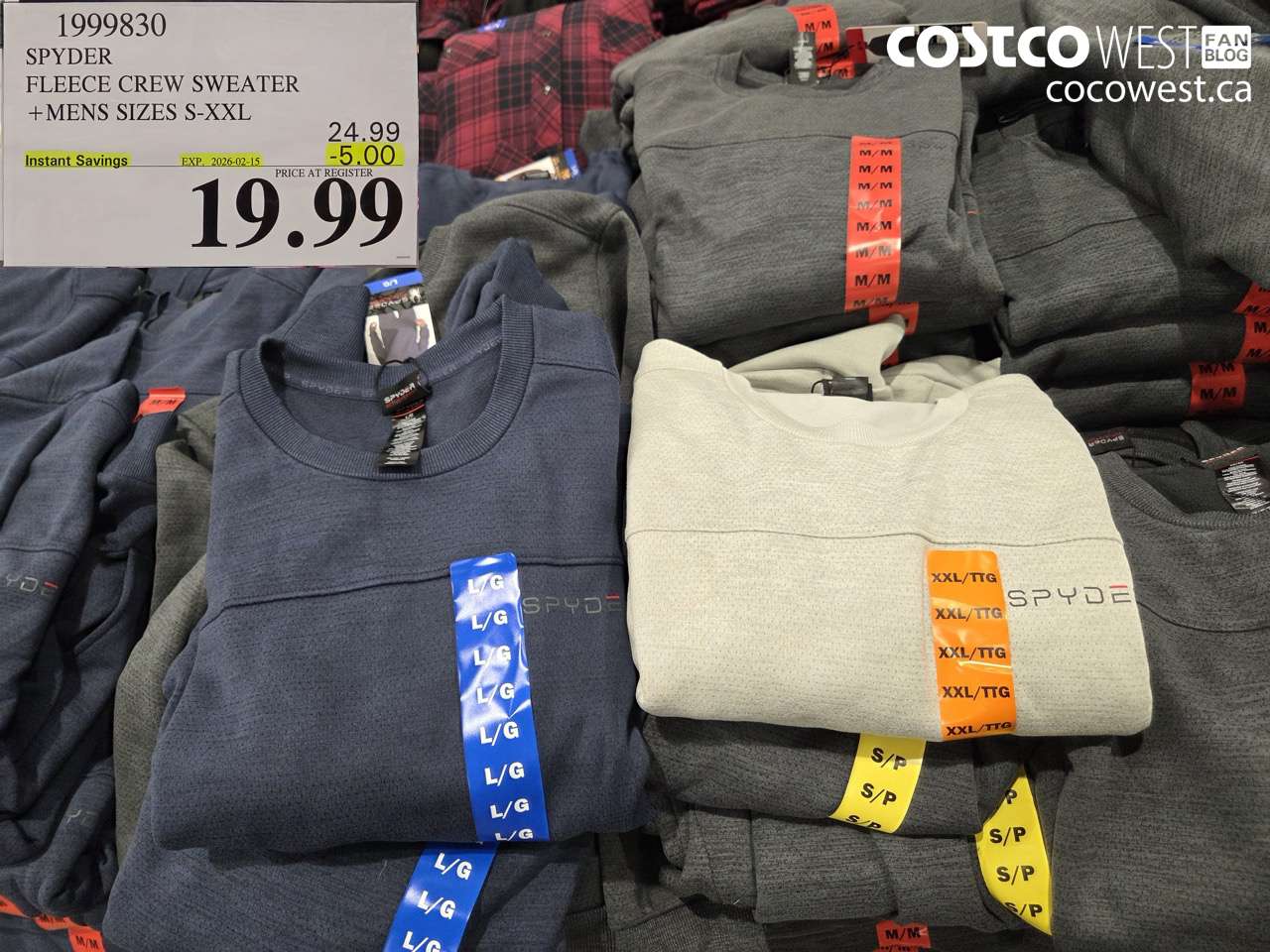 1999830 SPYDER FLEECE CREW SWEATER +MENS SIZES S-XXL ($5.00 INSTANT SAVINGS EXPIRES ON 2026-02-15) $19.99