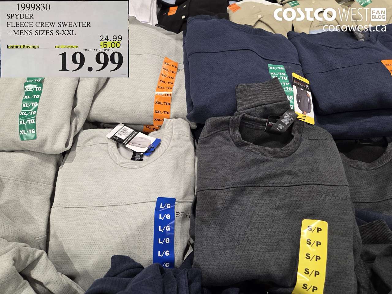 1999830 SPYDER FLEECE CREW SWEATER +MENS SIZES S-XXL ($5.00 INSTANT SAVINGS EXPIRES ON 2026-02-15) $19.99