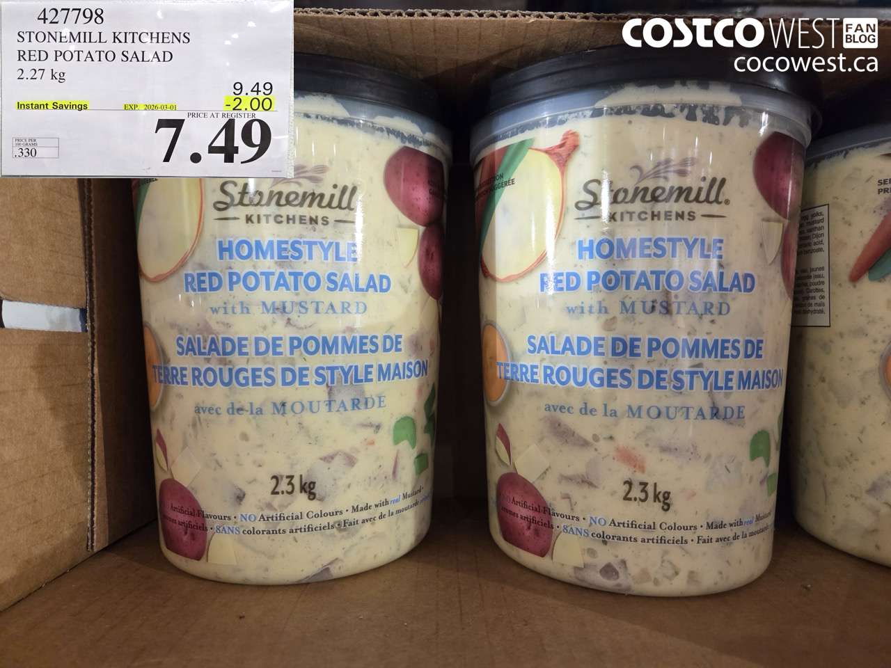 427798 STONEMILL KITCHENS RED POTATO SALAD 2.27KG ($2.00 INSTANT SAVINGS EXPIRES ON 2026-03-01) $7.49