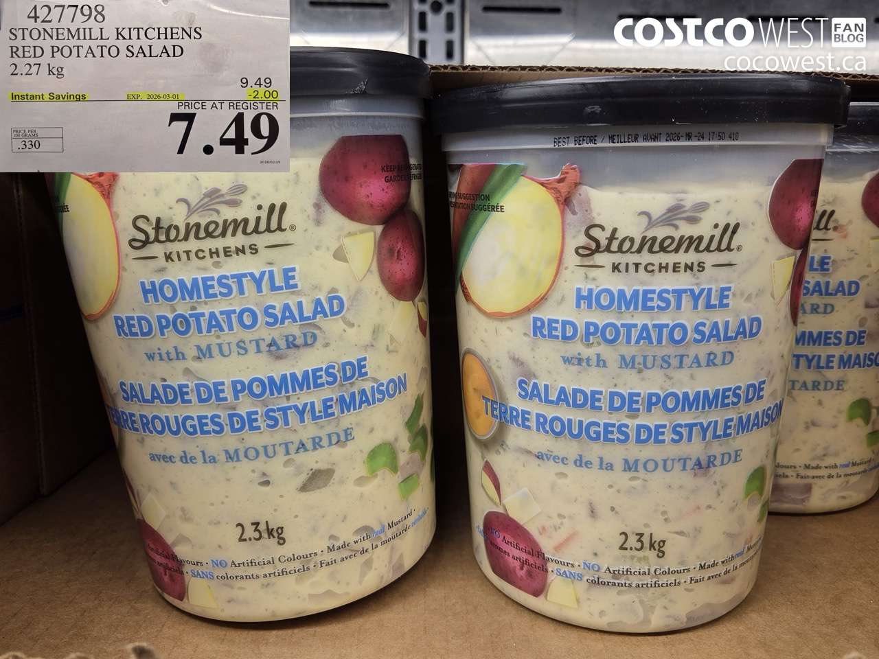 427798 STONEMILL KITCHENS RED POTATO SALAD 2.27KG ($2.00 INSTANT SAVINGS EXPIRES ON 2026-03-01) $7.49