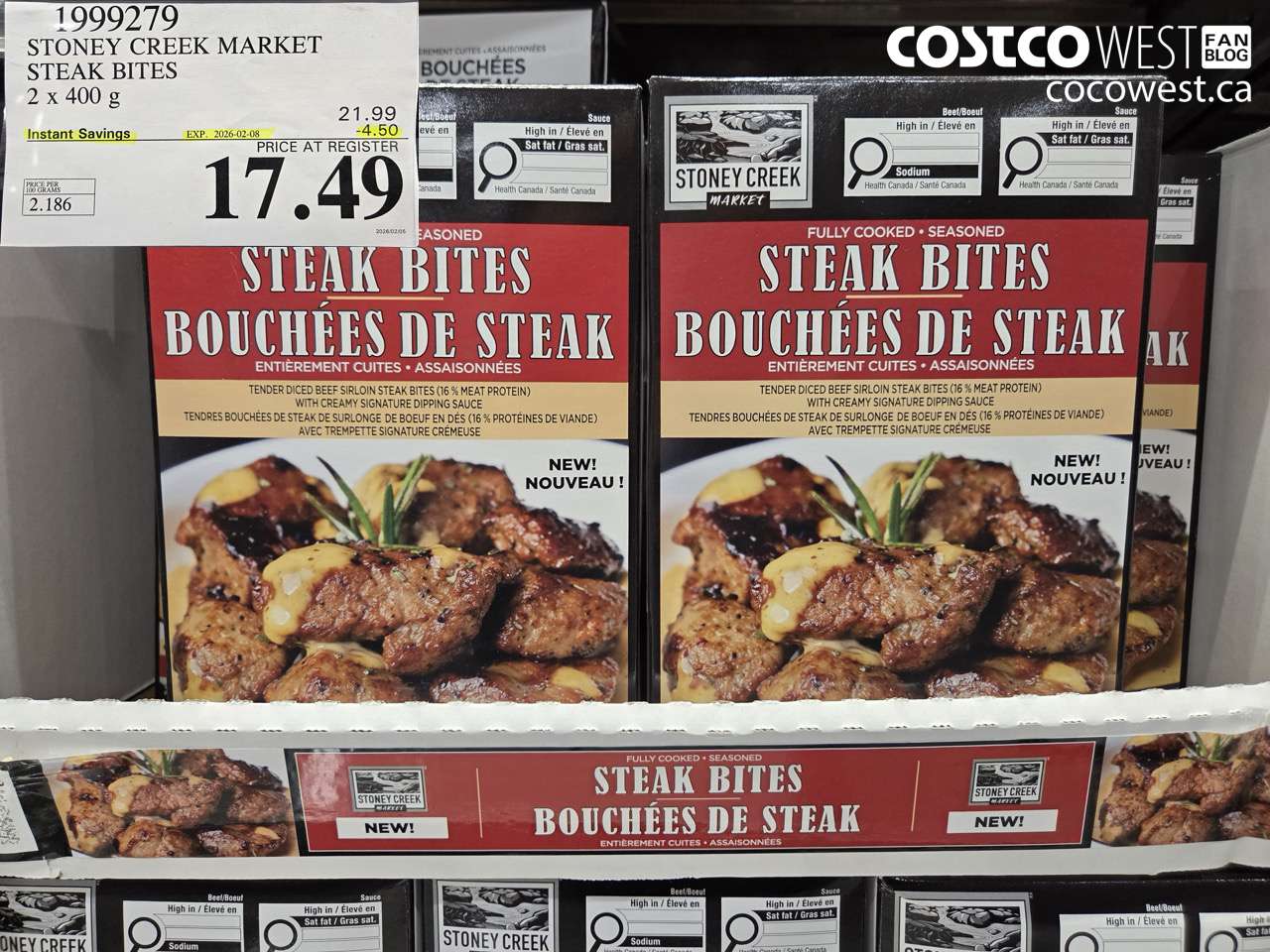 1999279 STONEY CREEK MARKET STEAK BITES ($4.50 INSTANT SAVINGS EXPIRES ON 2026-02-08) $17.49