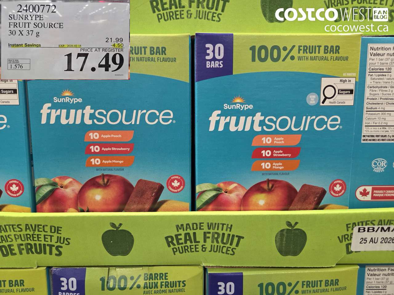 24007772 SUNRYPE FRUIT SOURCE 30 X 37 g ($4.50 INSTANT SAVINGS EXPIRES ON 2026-02-15) $17.49