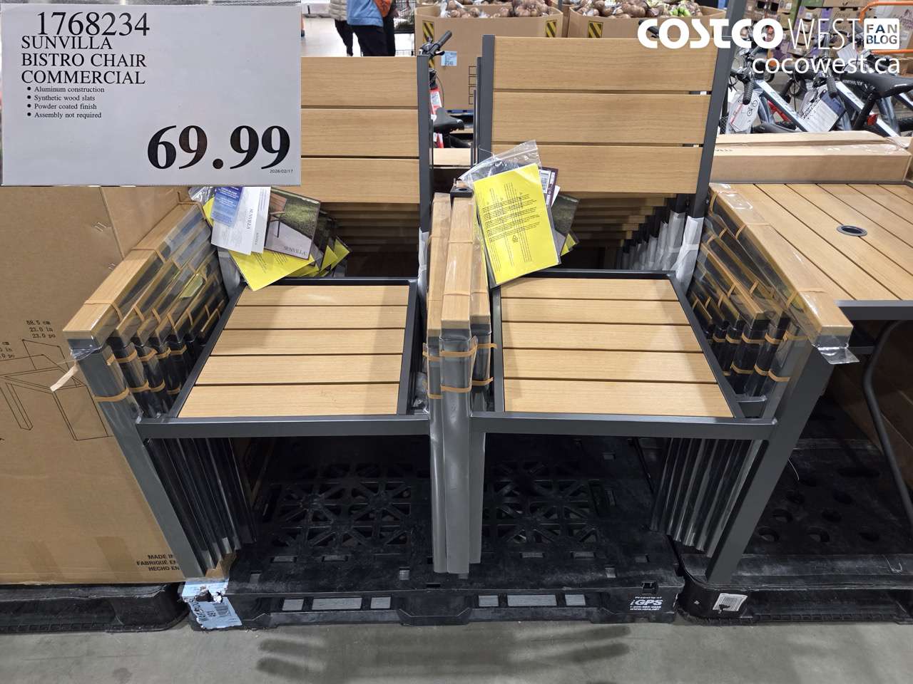 1768234 SUNVILLA BISTRO CHAIR COMMERCIAL $69.99