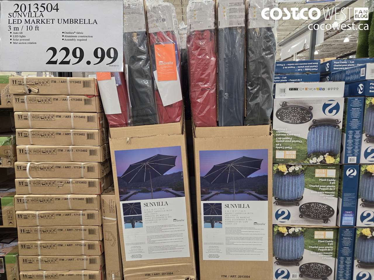 2013504 SUNVILLA LED MARKET UMBRELLA 3 M / 10 FT $229.99