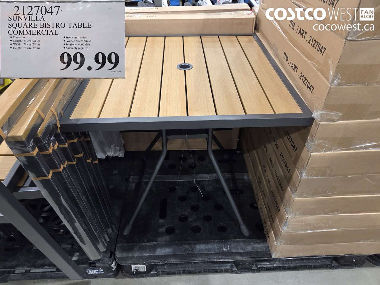 2127047 SUNVILLA SQUARE BISTRO TABLE COMMERCIAL $99.99