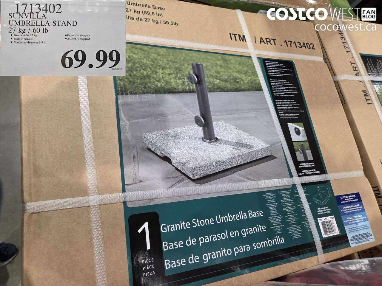 1713402 SUNVILLA UMBRELLA STAND 27KG/60LB $69.99