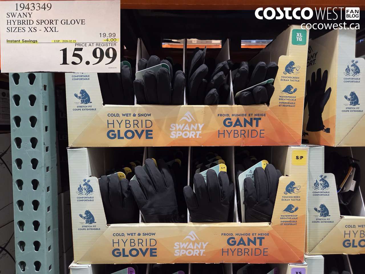 1943349 SWANY HYBRID SPORT GLOVE SIZES XS - XXL ($4.00 INSTANT SAVINGS EXPIRES ON 2026-02-15) $15.99