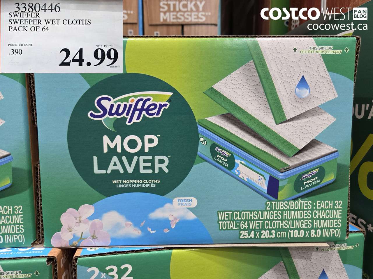 3380446 SWIFFER SWEEPER WET CLOTHS PACK OF 64 $24.99