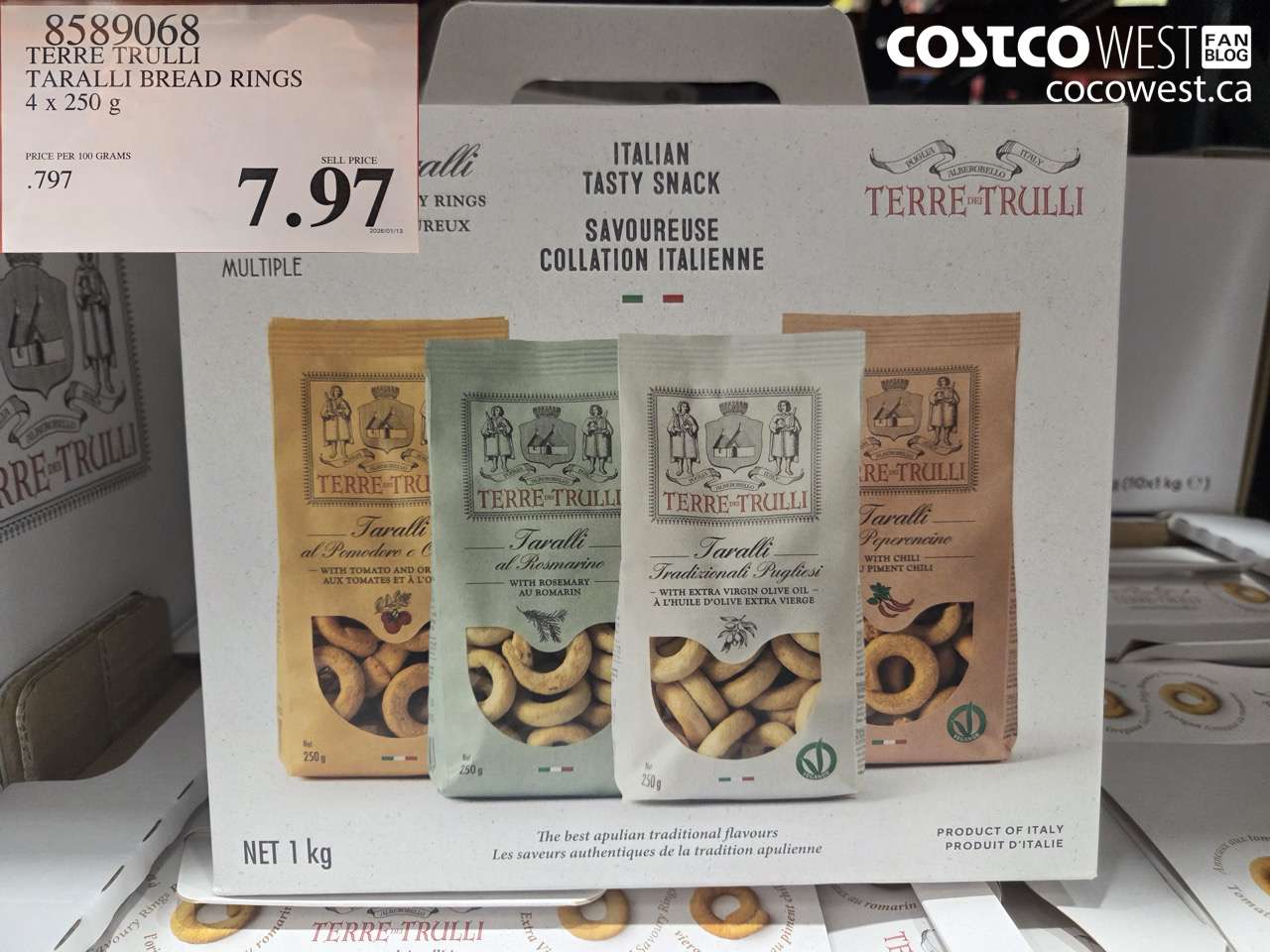 8589068 TERRE TRULLI TARALLI BREAD RINGS 4 x 250 g $7.97