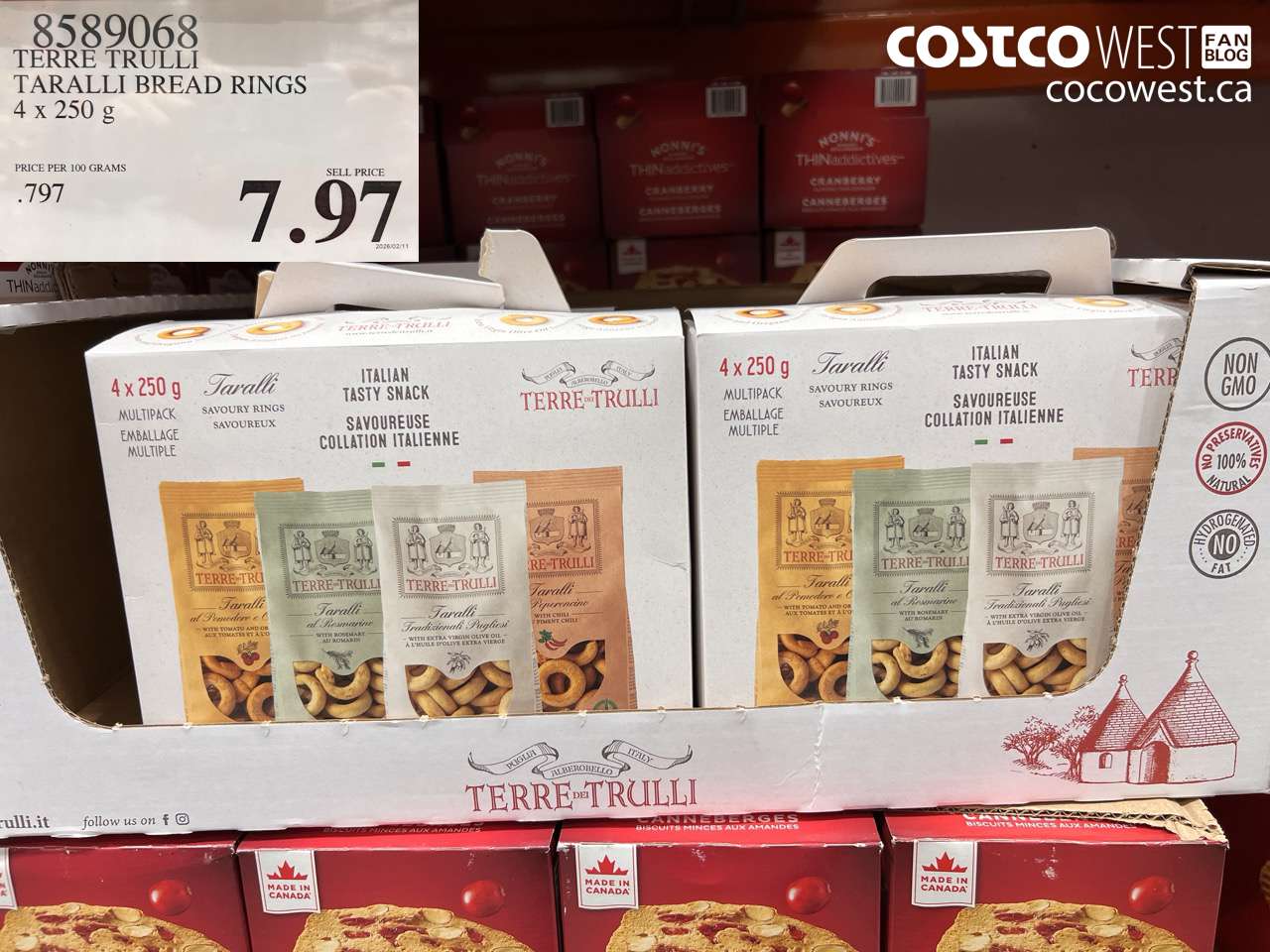 8589068 TERRE TRULLI TARALLI BREAD RINGS 4 x 250 g $7.97