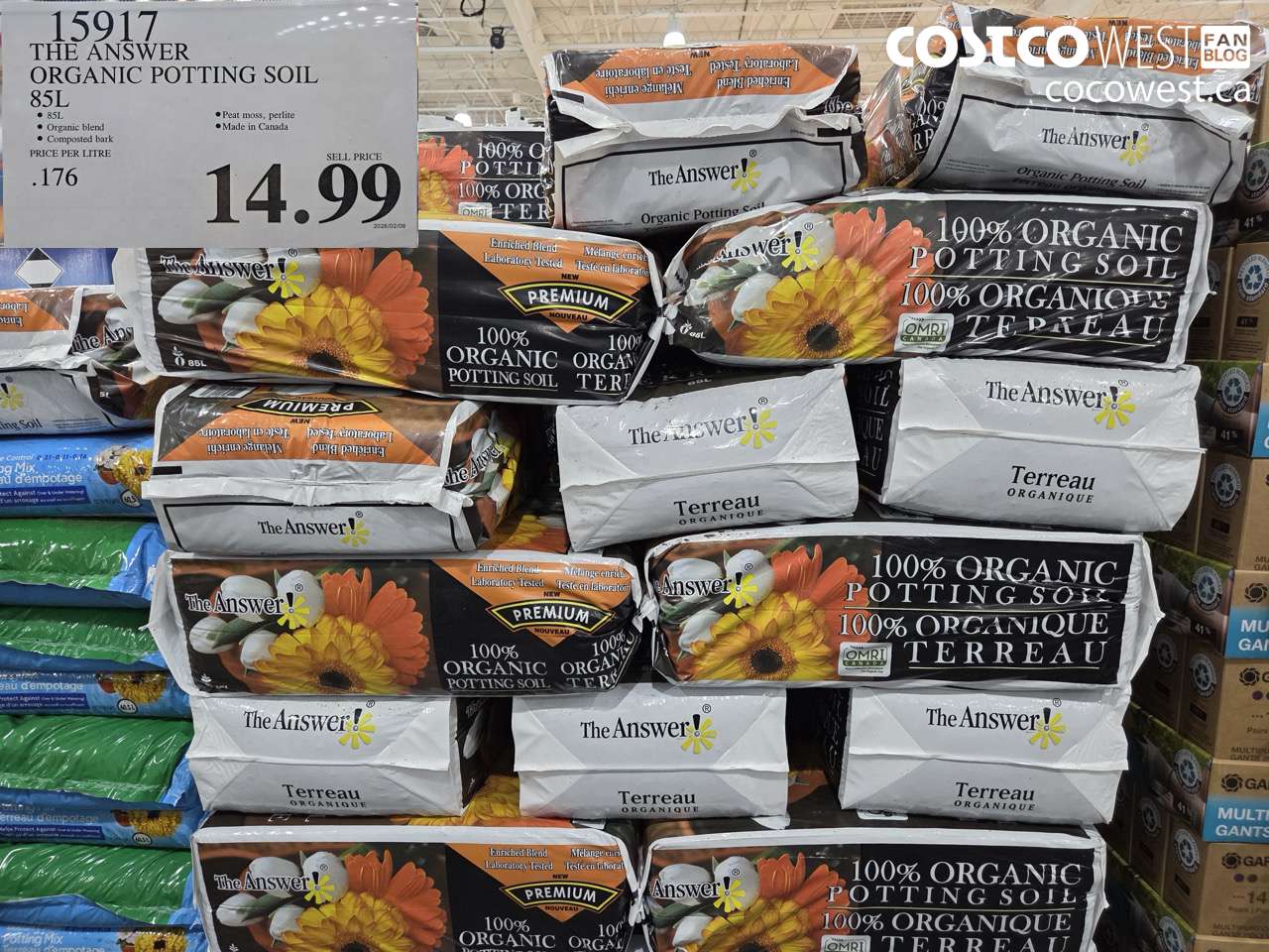 15917 THE ANSWER ORGANIC POTTING SOIL 85L $14.99