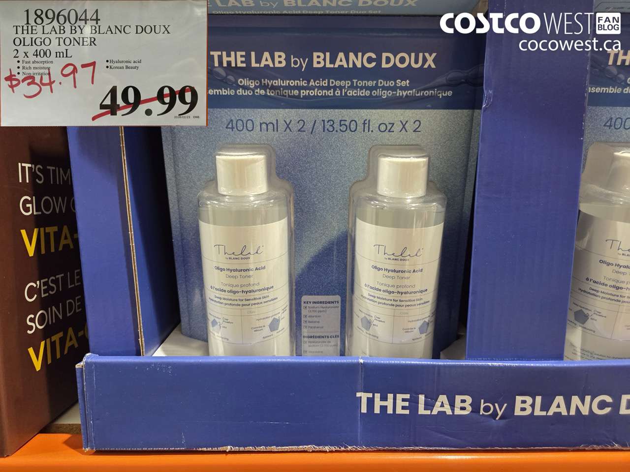 1896044 THE LAB BY BLANC DOUX OLIGO TONER 2 X 400 ML $34.97