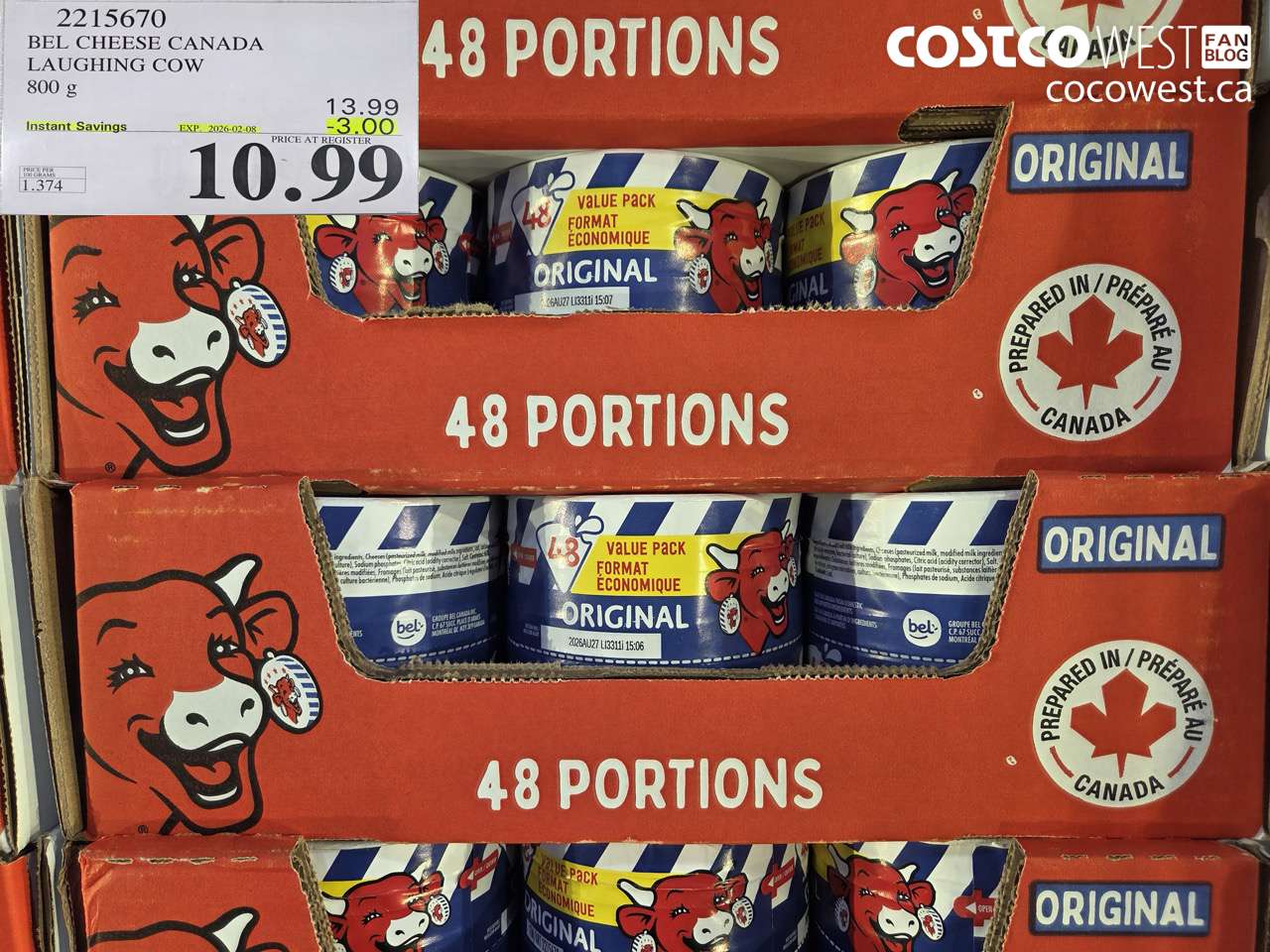 2215670 THE LAUGHING COW PROCESSED CHEESE 800G ($3.00 INSTANT SAVINGS EXPIRES ON 2026-02-08) $10.99