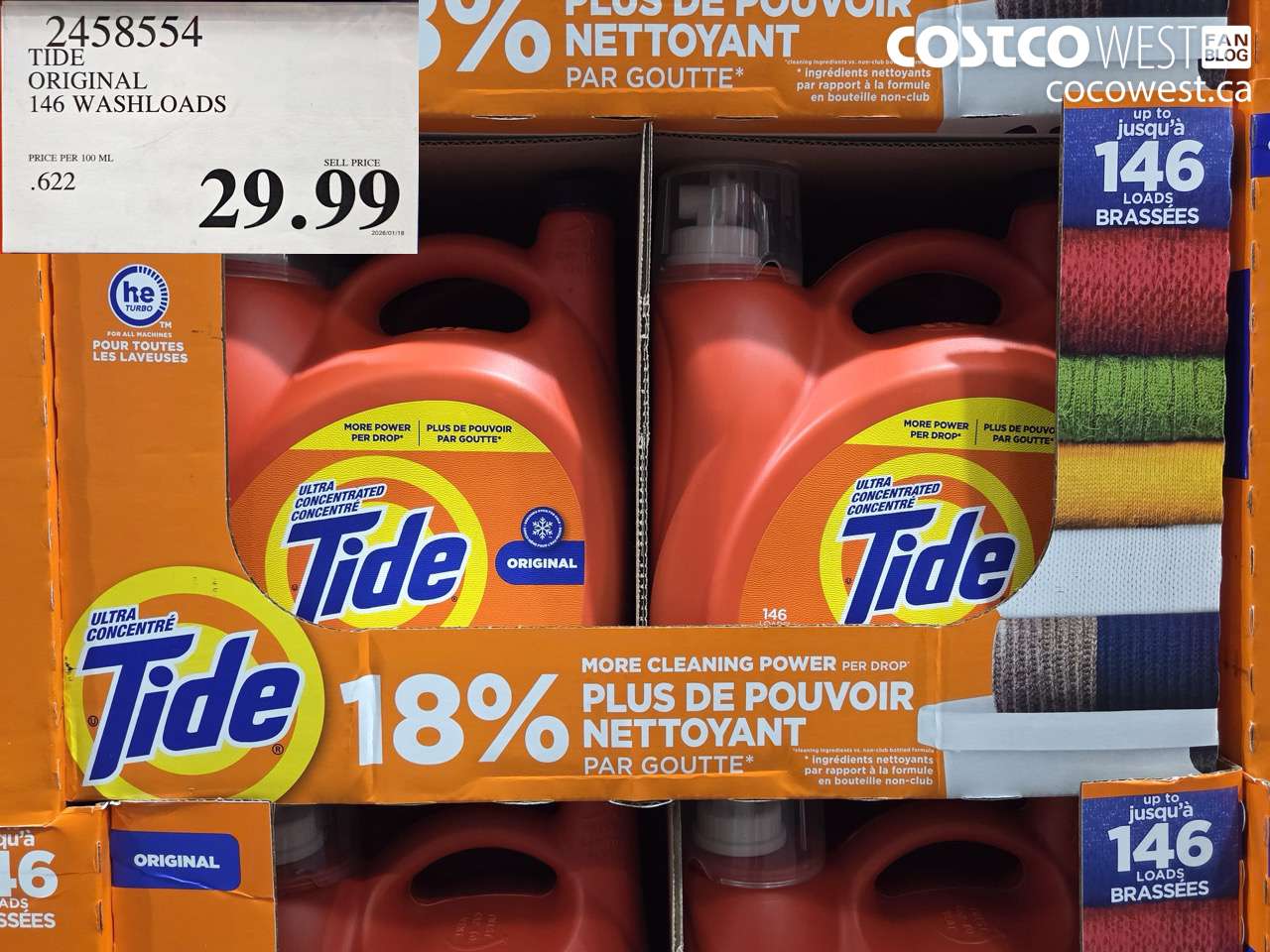 2458554 TIDE ORIGINAL 146 WASHLOADS $29.99
