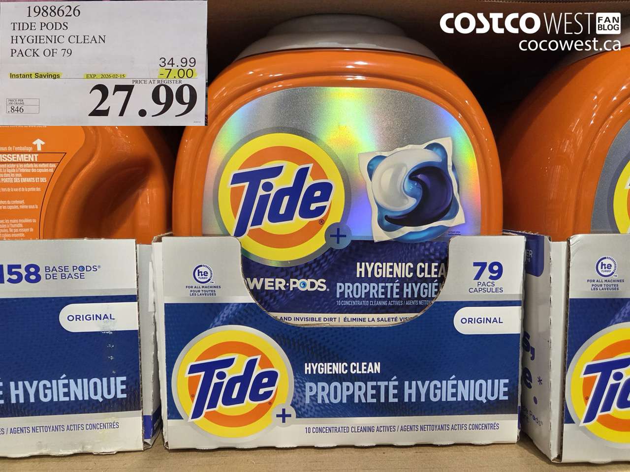 1988626 TIDE PODS HYGIENIC CLEAN PACK OF 79 ($7.00 INSTANT SAVINGS EXPIRES ON 2026-02-15) $27.99