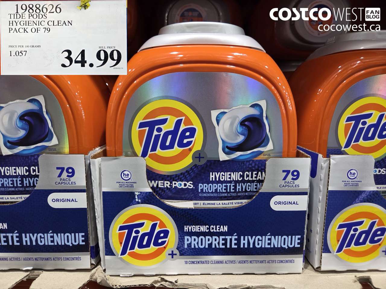 1988626 TIDE PODS HYGIENIC CLEAN PACK OF 79 $34.99