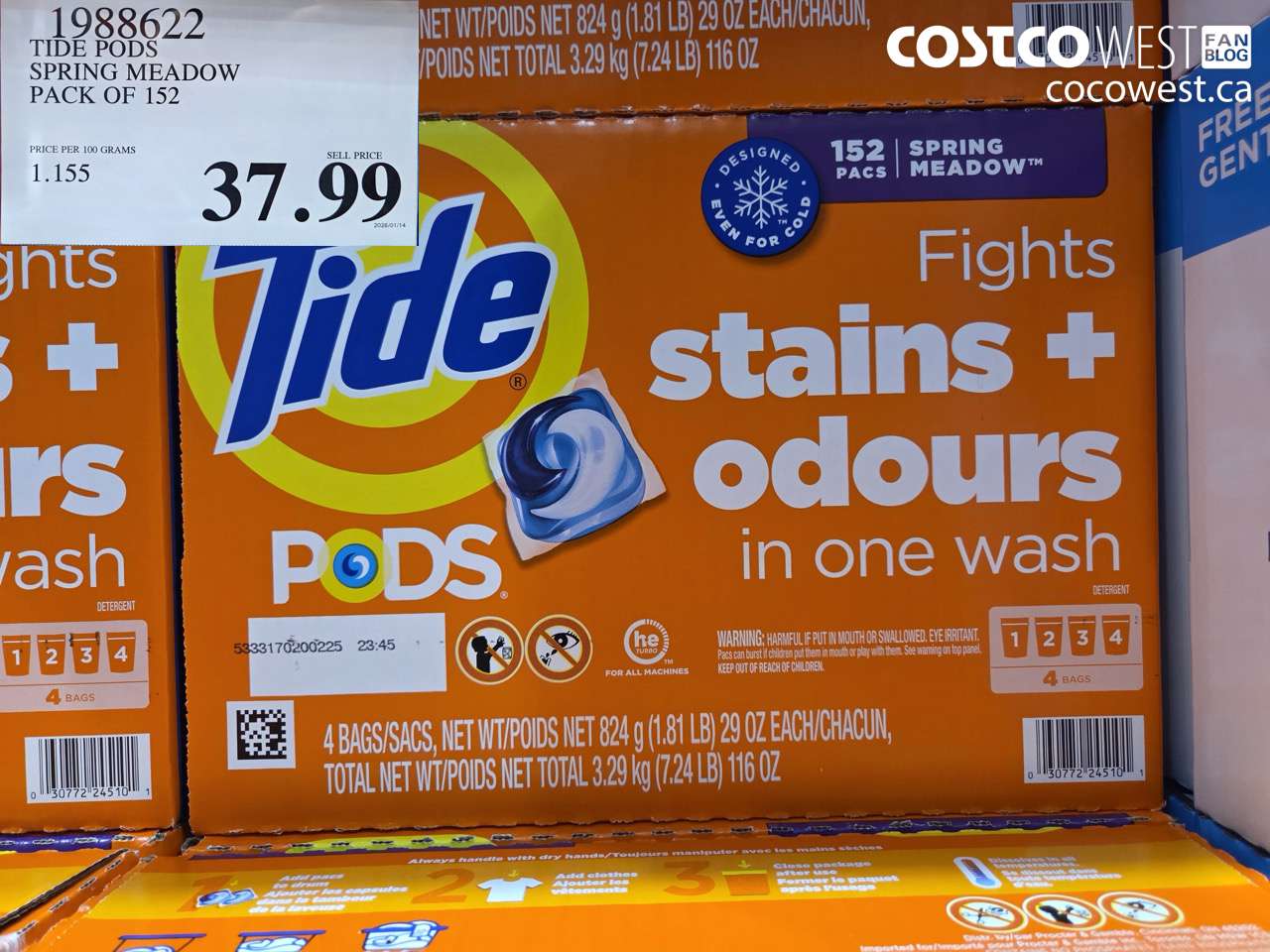 1988622 TIDE PODS SPRING MEADOW PACK OF 152 $37.99