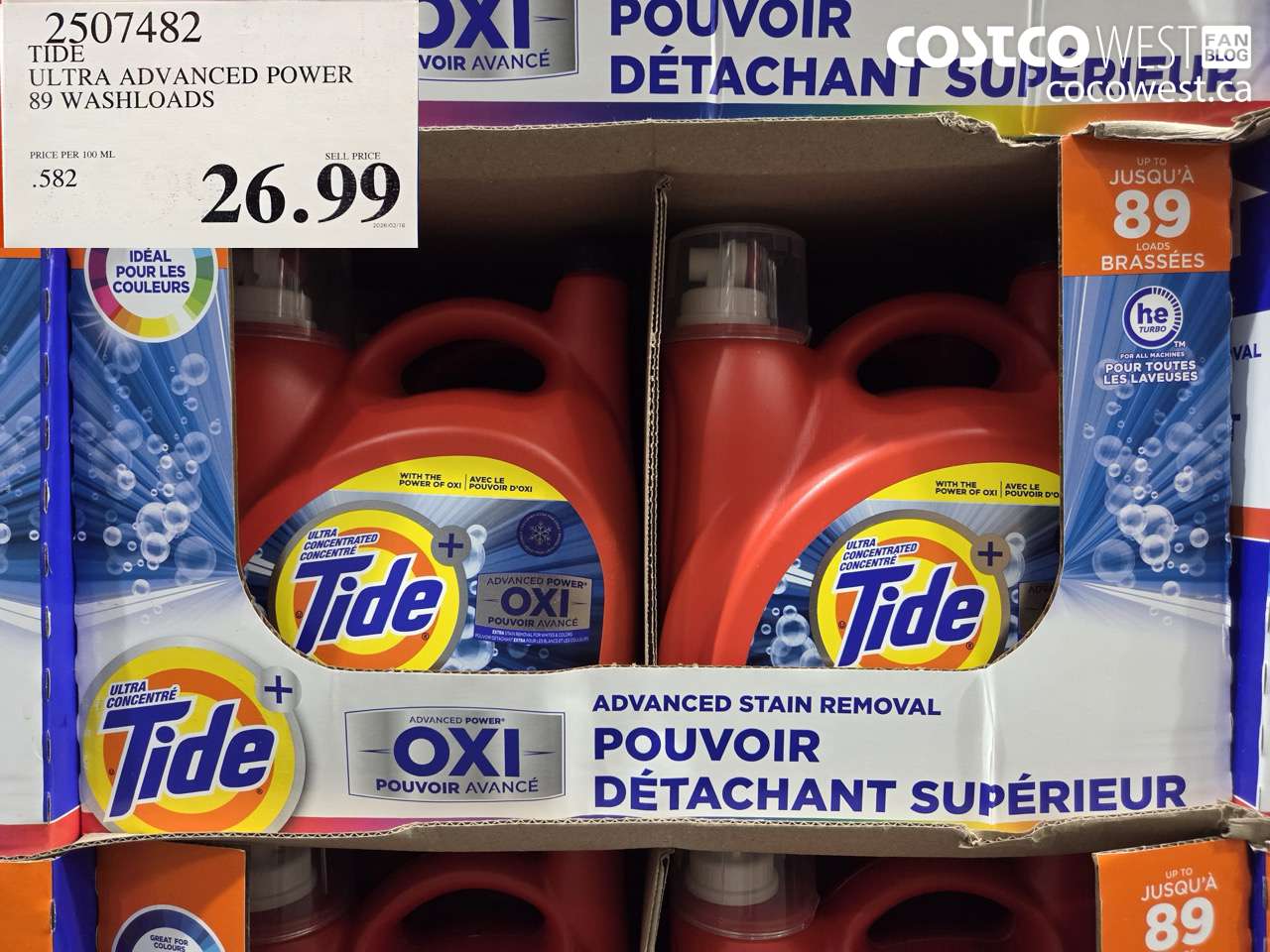 2507482 TIDE ULTRA ADVANCED POWER 89 WASHLOADS $26.99